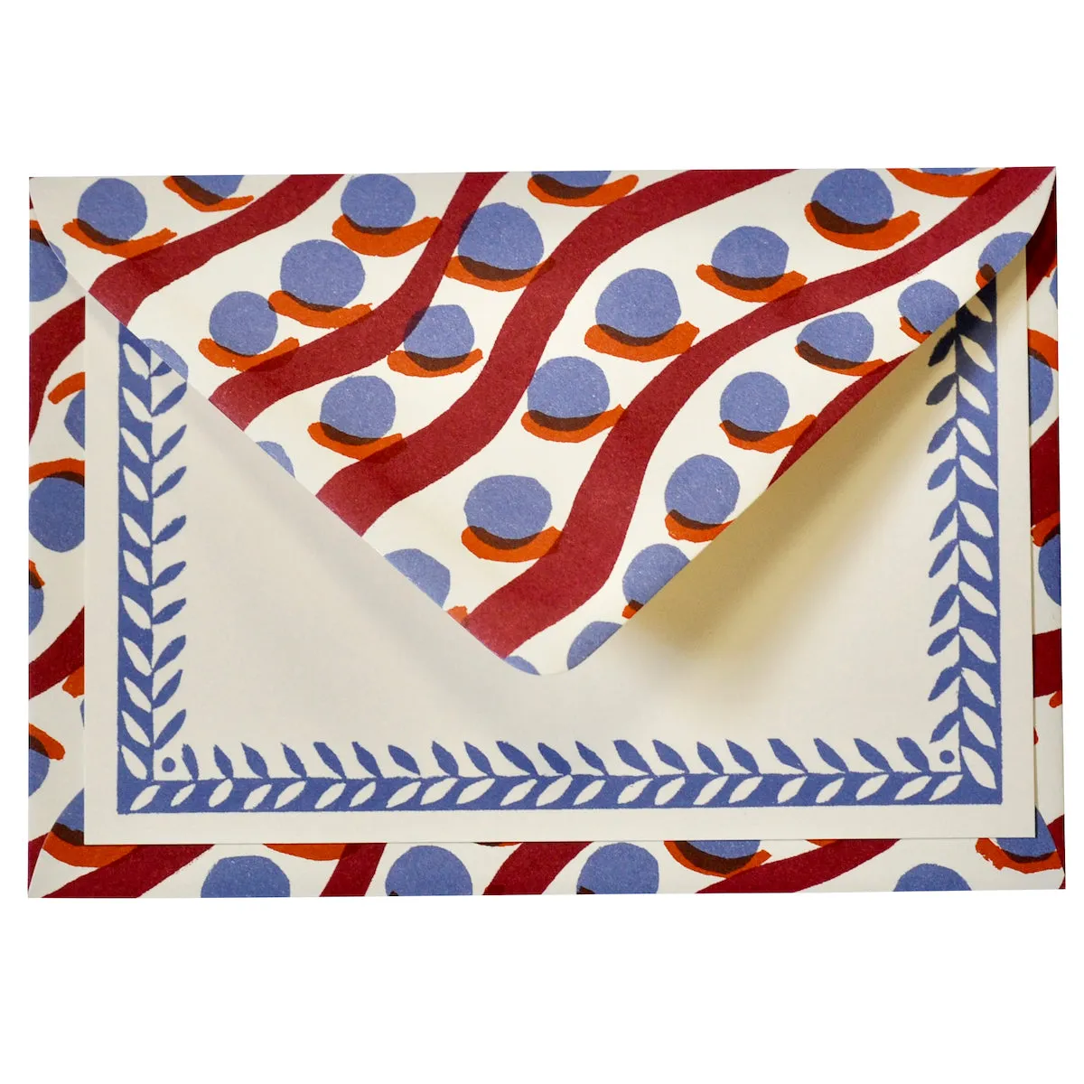 10 Postcards with Patterned Border - Scumble Blue