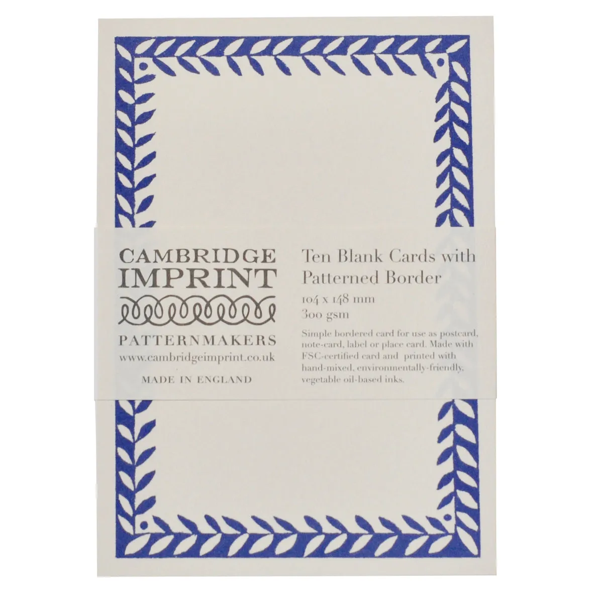 10 Postcards with Patterned Border - Scumble Blue