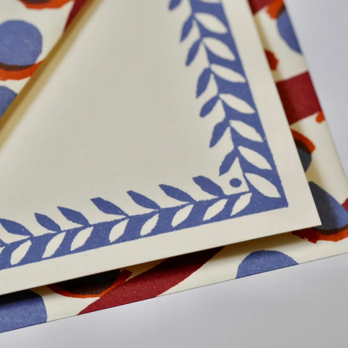 10 Postcards with Patterned Border - Scumble Blue