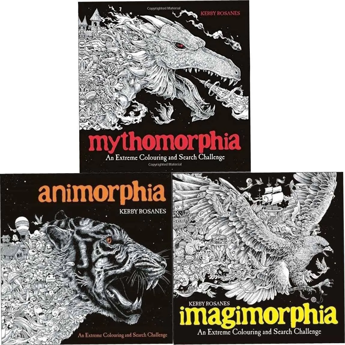 Animorphia Imagimorphia and Mythomorphia 3 Extreme Colouring Books - Paperback - Kerby Rosanes