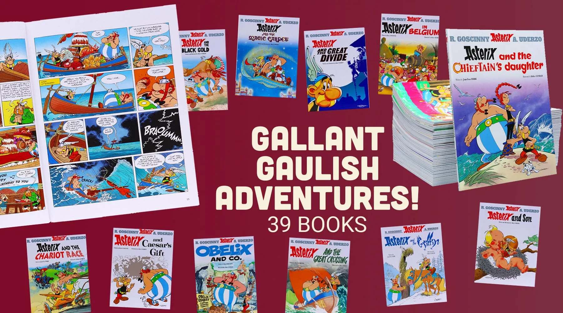 Asterix by Goscinny & Uderzo: Books 1-39 Complete Collection Set - Ages 6-11 - Paperback