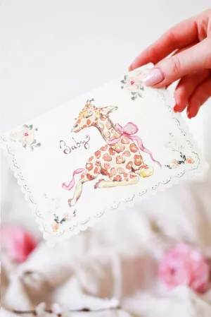 Baby Giraffe - Scalloped Edge Card