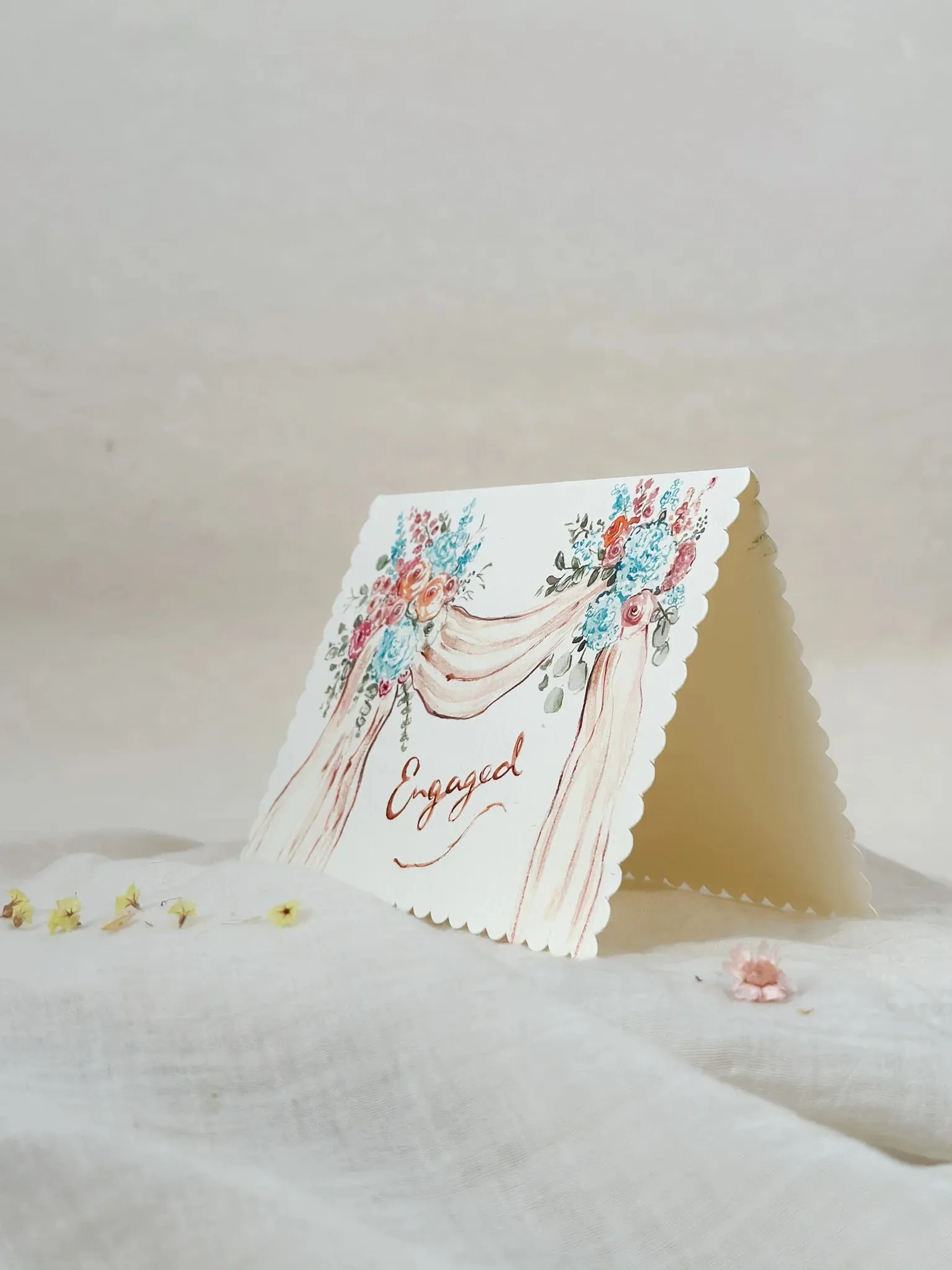 Engaged Florals - Scalloped Edge Card