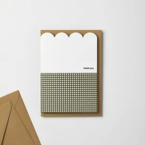 Gingham Scallop Thank You Card