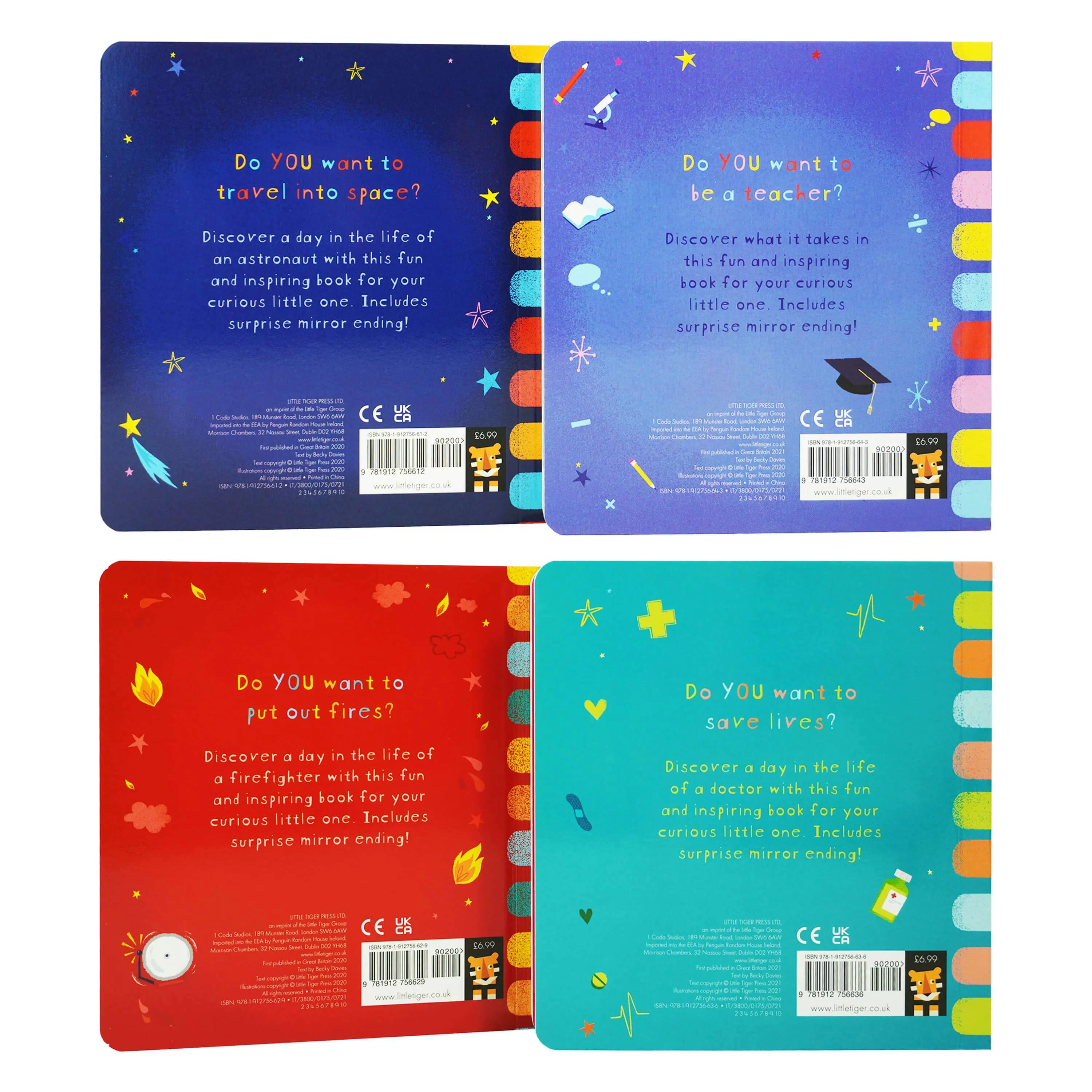 I WANT TO BE A... Series 4 Books With Surprise Mirror Ending! Childrens Collection Set By Richard Merritt - Ages 3  - Board Book