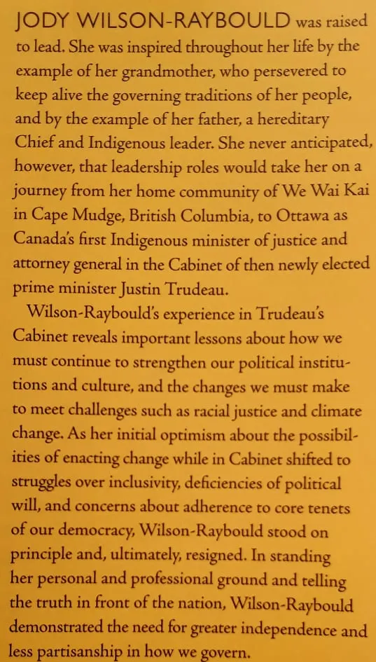 INDIAN IN THE CABINET - Jody Wilson-Raybould