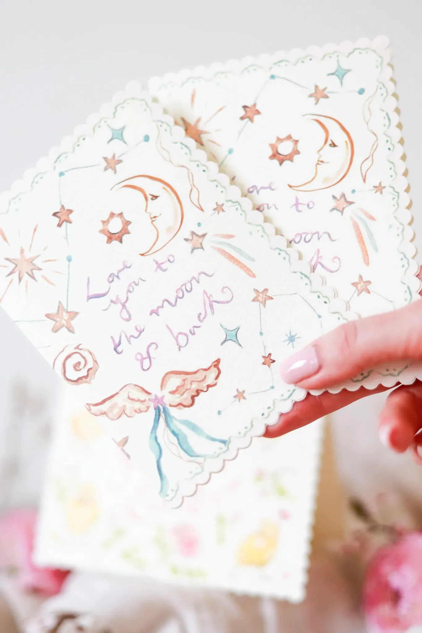 Love You to the Moon & Back Scalloped Edge Card
