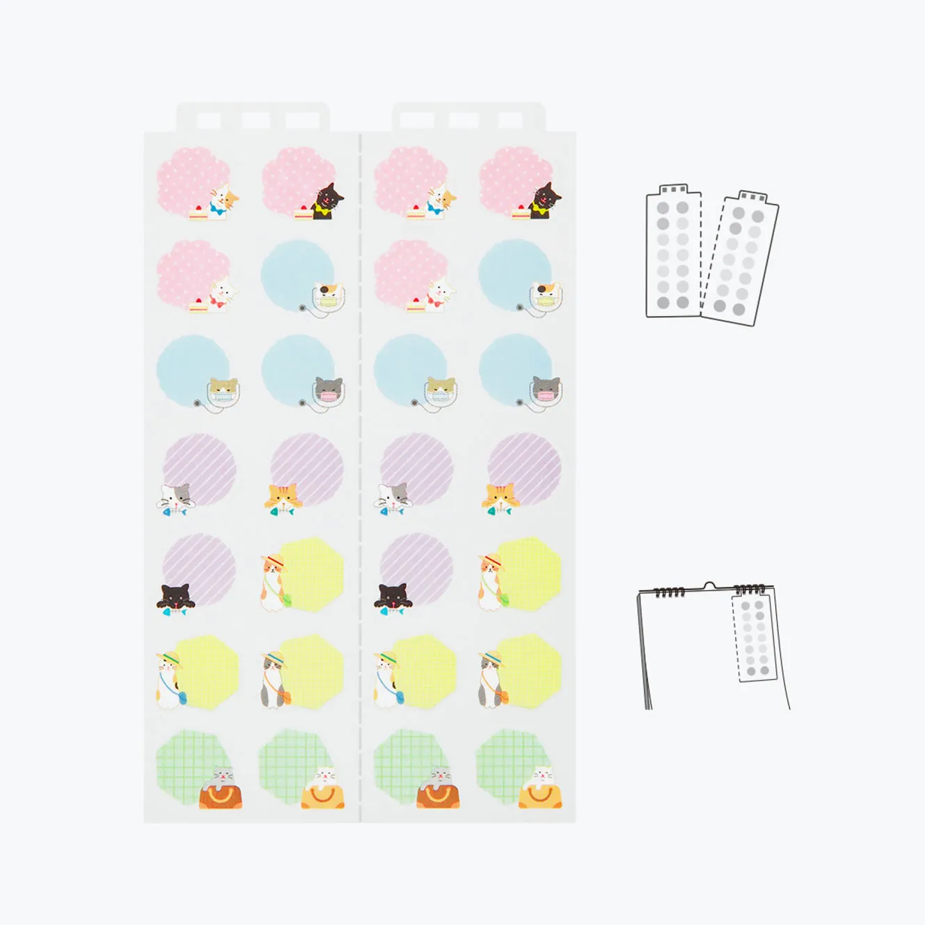 Midori - Planner Sticker - Calendar - Cats <L>