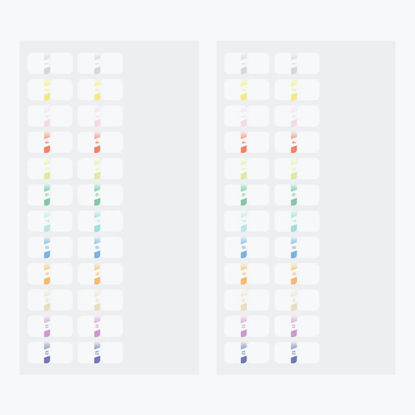 Midori - Planner Sticker - Index Labels - Coloured Numbers