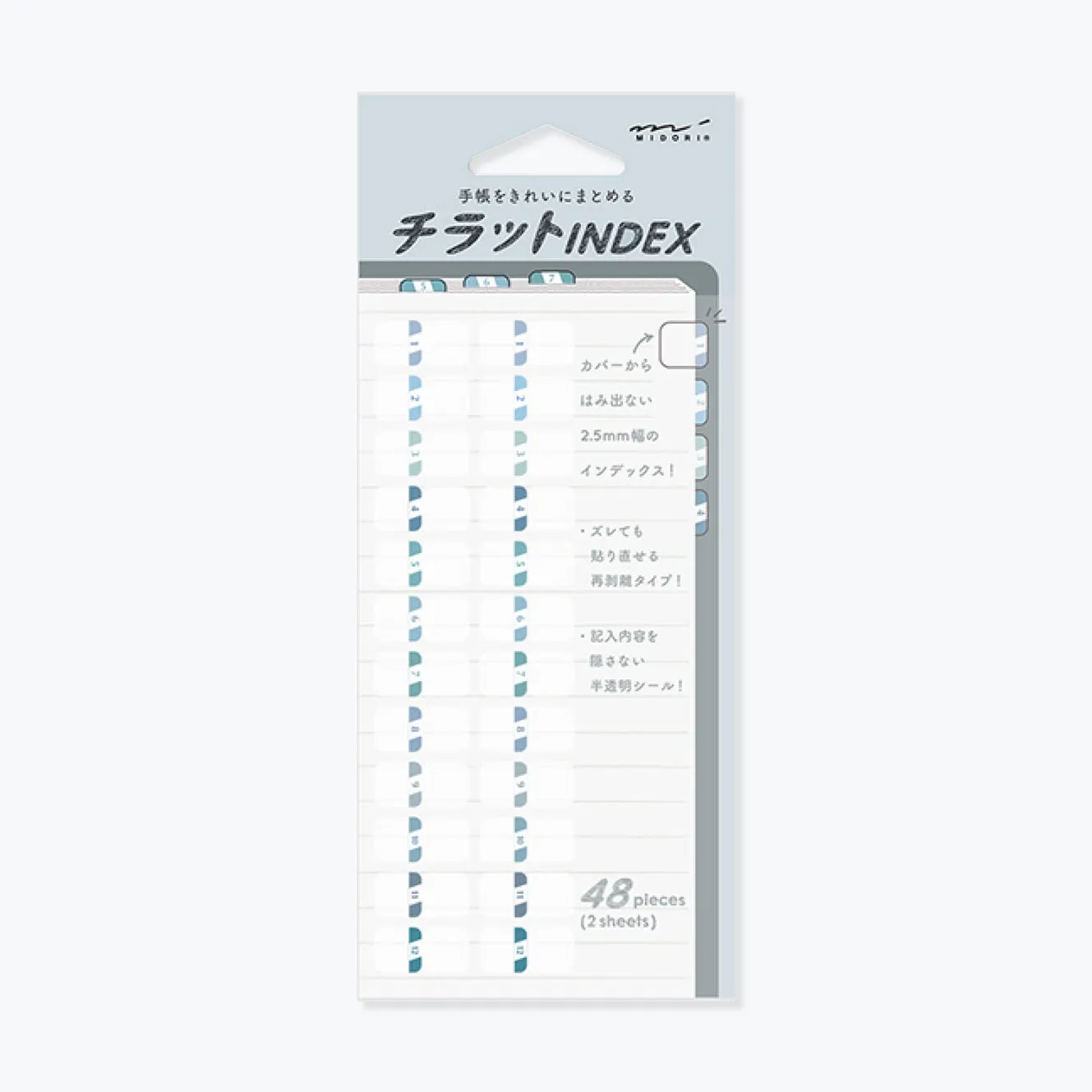 Midori - Planner Sticker - Index Labels - Numbers - Blue