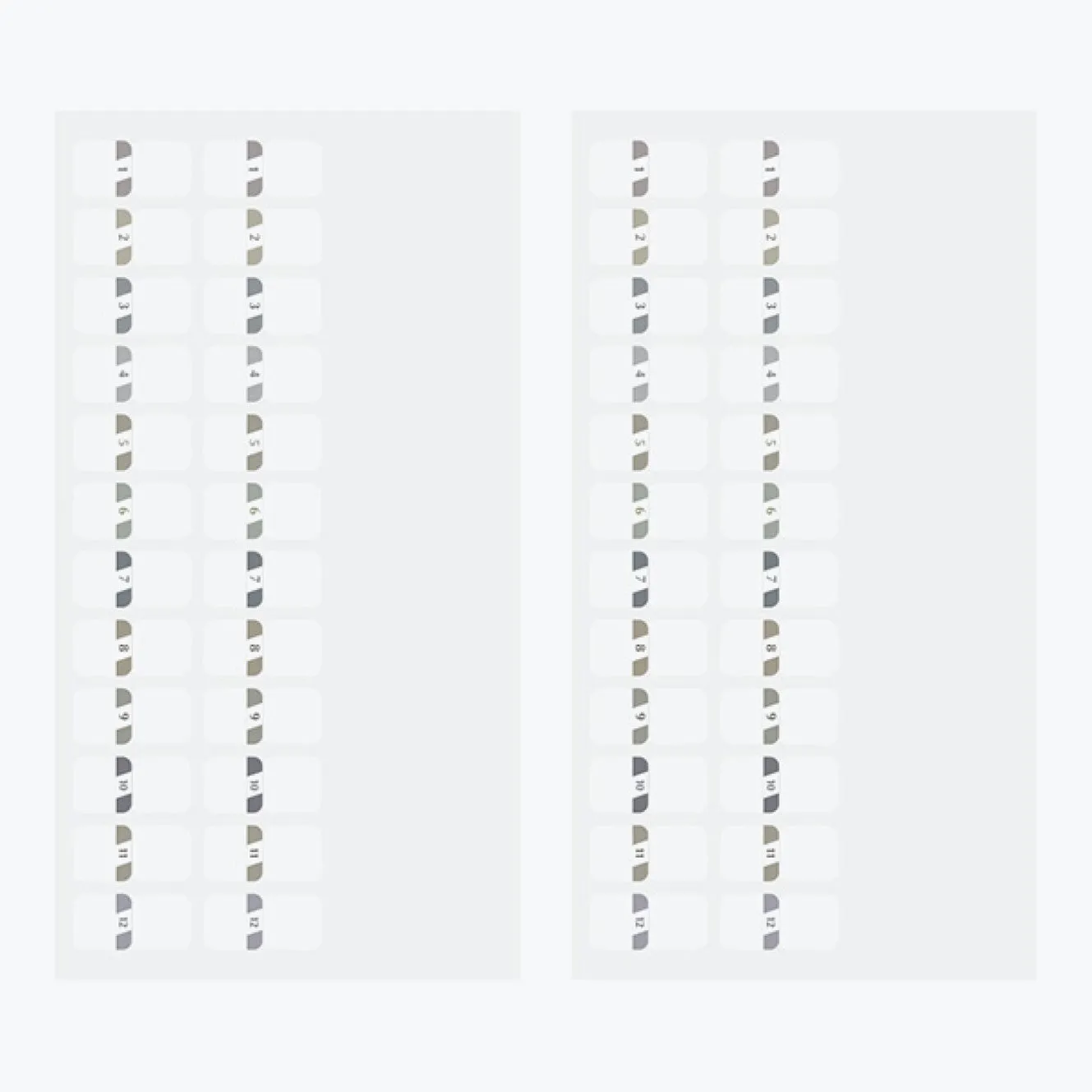 Midori - Planner Sticker - Index Labels - Numbers - Grey