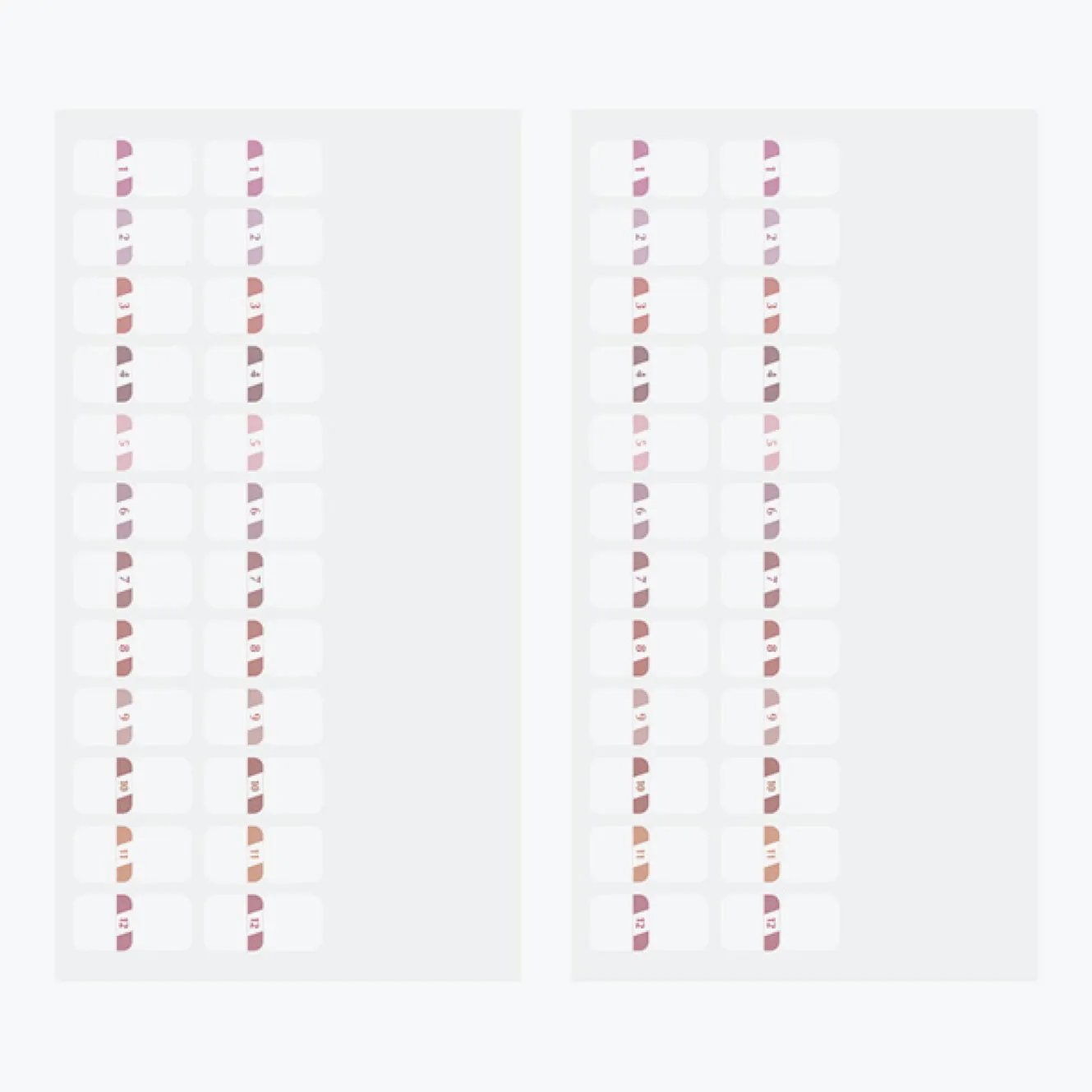 Midori - Planner Sticker - Index Labels - Numbers - Pink