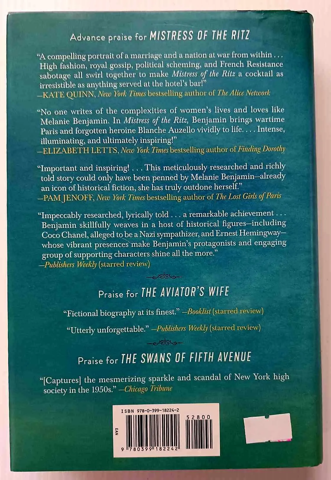 MISTRESS OF THE RITZ - Melanie Benjamin