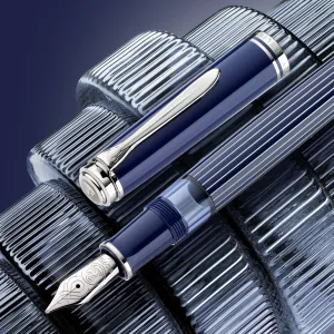 Pelikan - Fountain Pen - Souvern M815 - Metal Striped Blue