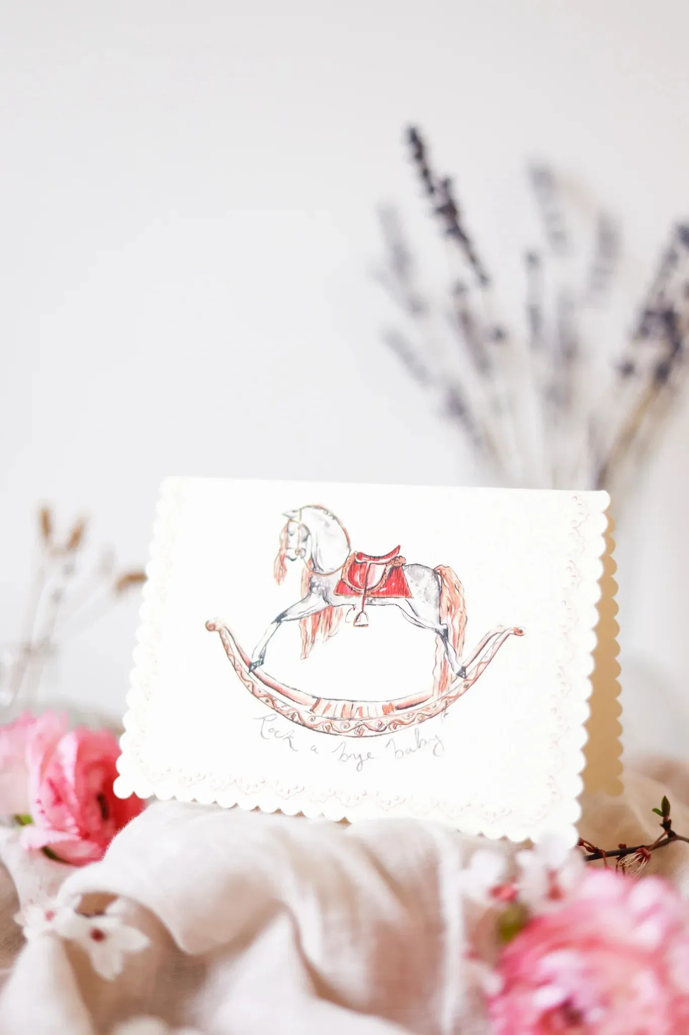 Rock a Bye Baby Scalloped Edge Card