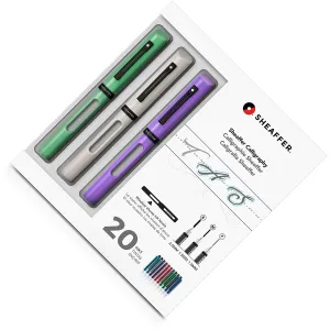 Sheaffer Calligraphy Maxi Kit with Neo-Mint, White, and Lavender Pens and Assorted Nibs and Inks