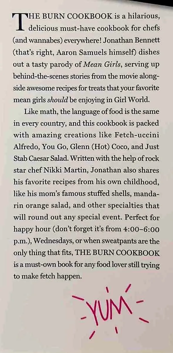 THE BURN COOKBOOK - Jonathan Bennett, Nikki Martin, Lacey Chabert