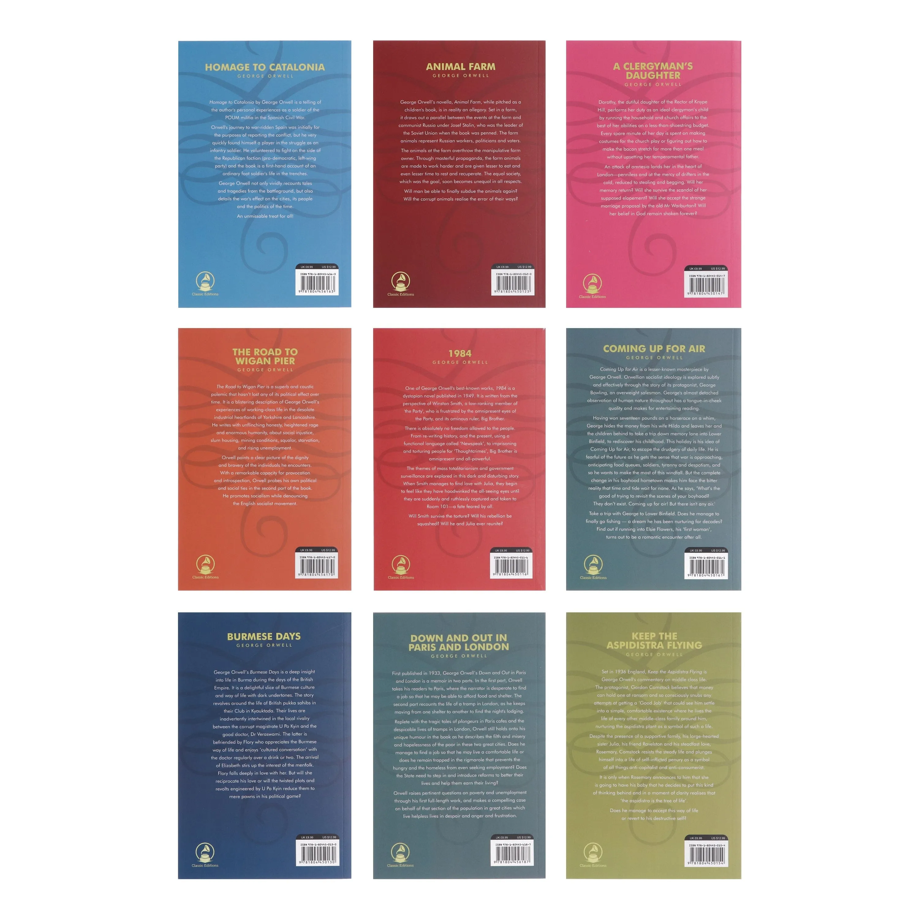 The Greatest Works Of George Orwell 9 Books Collection Box Set - Fiction - Paperback