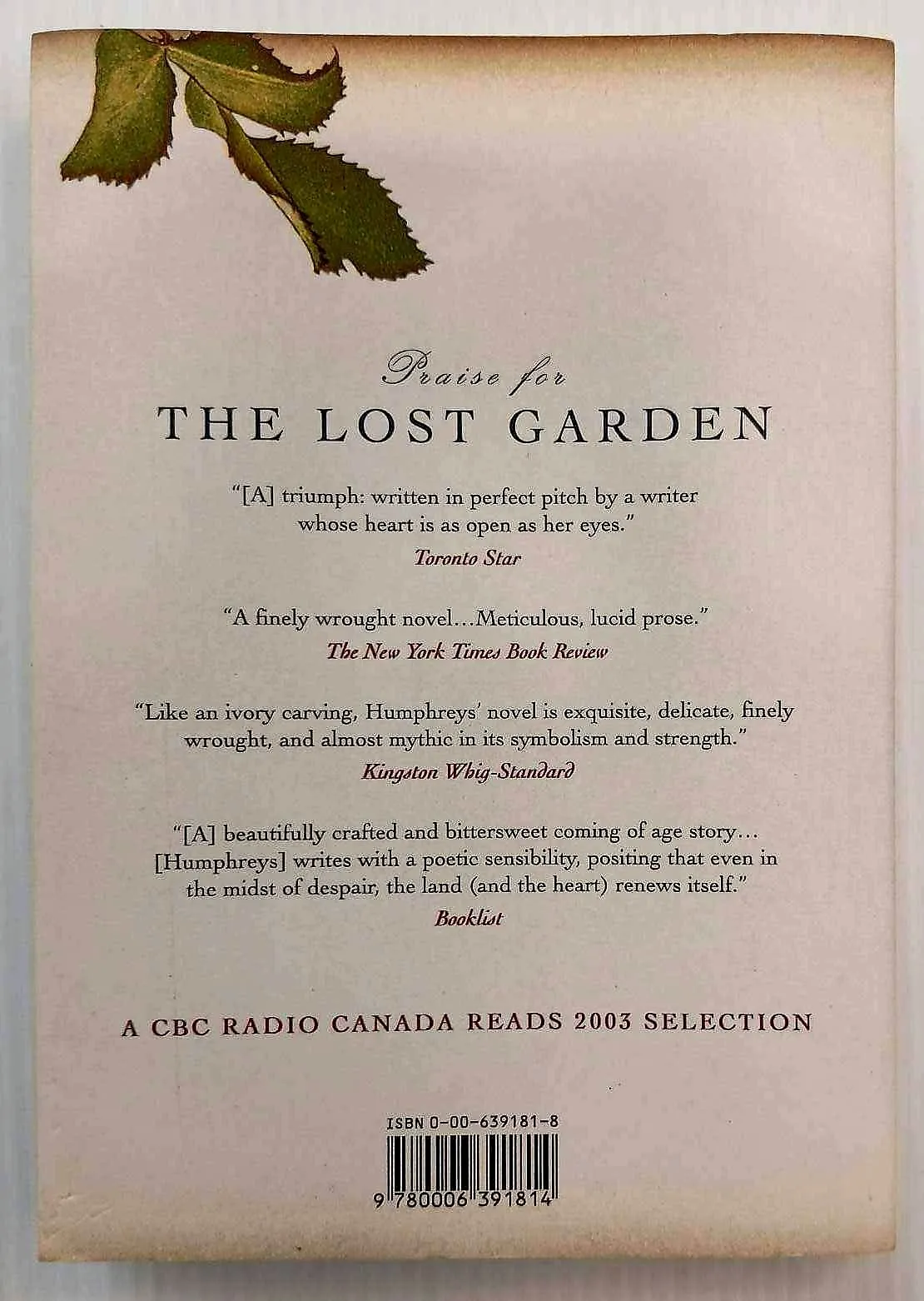 THE LOST GARDEN - Helen Humphreys