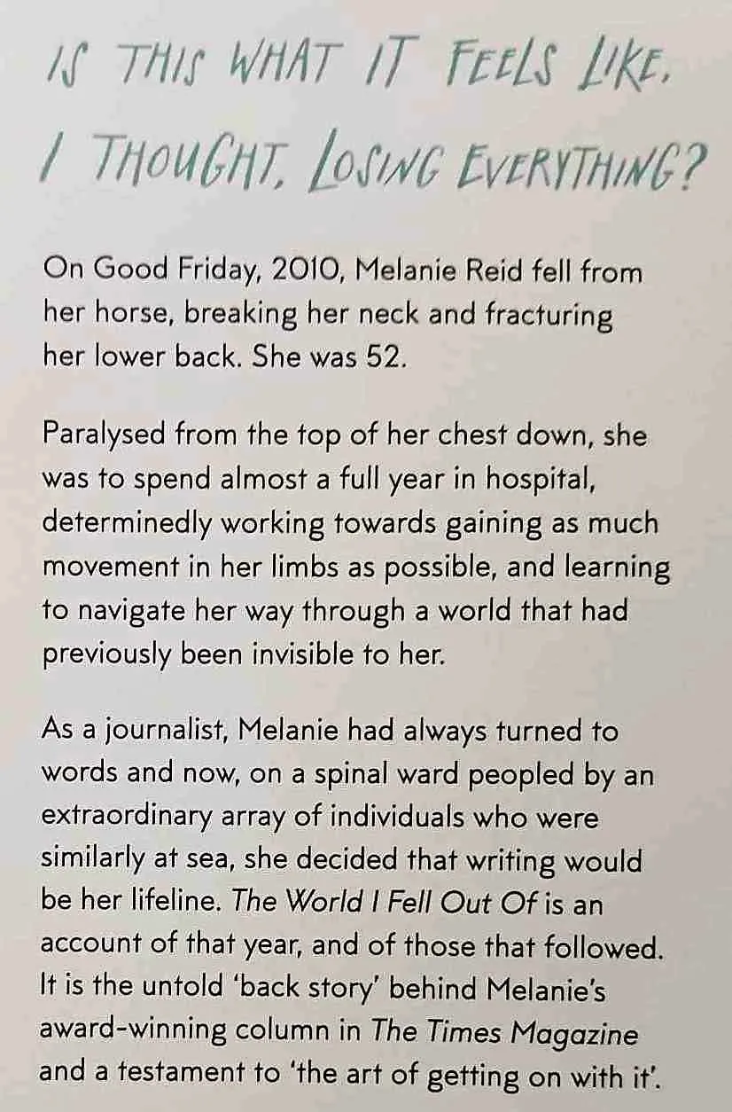 THE WORLD I FELL OUT OF - Melanie Reid
