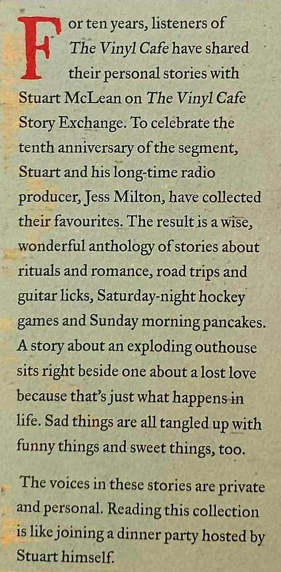 TIME NOW FOR THE VINYL CAFE STORY EXCHANGE - Stuart McLean