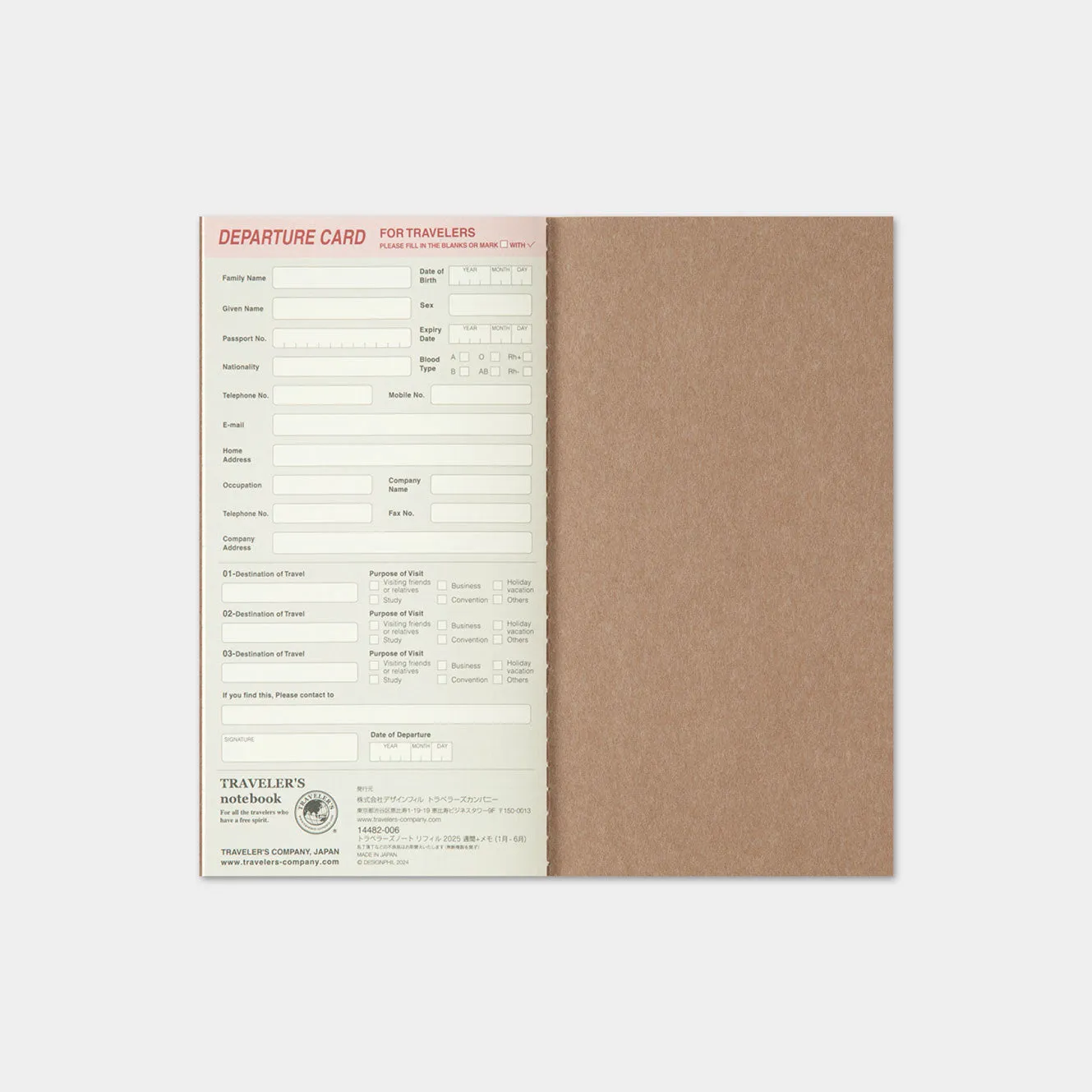 Traveler's Company - 2025 Diary - Insert - Regular - Weekly Memo