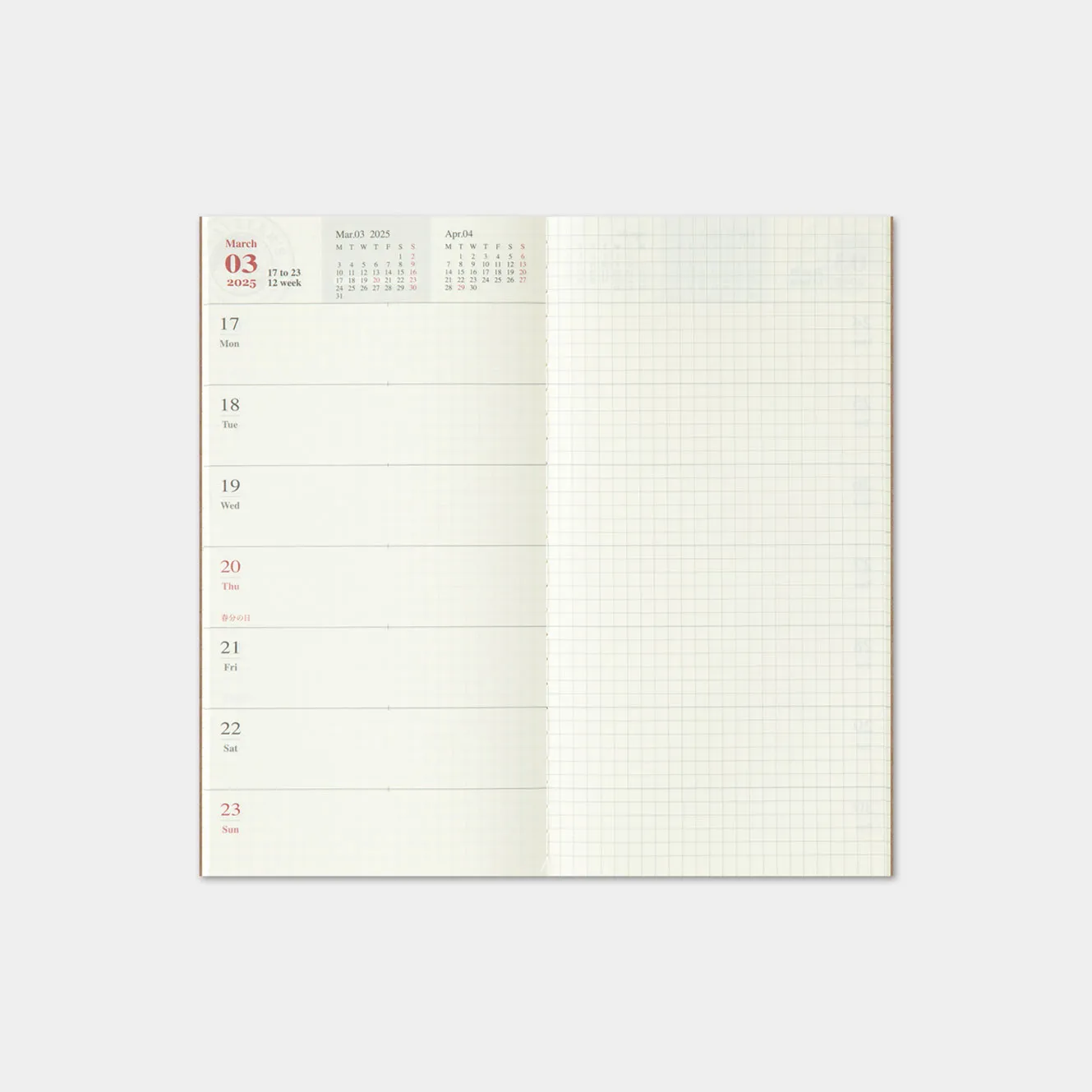 Traveler's Company - 2025 Diary - Insert - Regular - Weekly Memo
