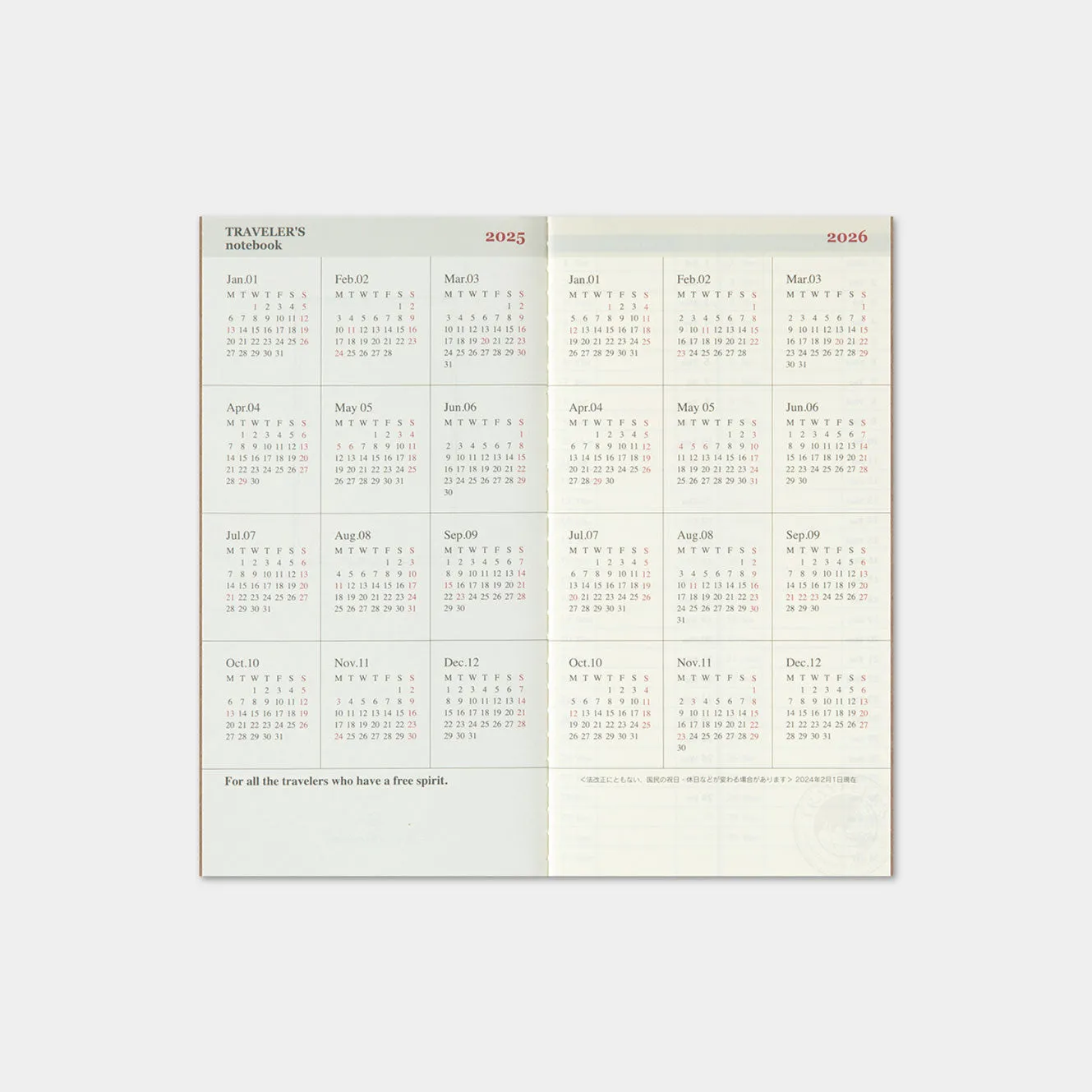 Traveler's Company - 2025 Diary - Insert - Regular - Weekly Vertical