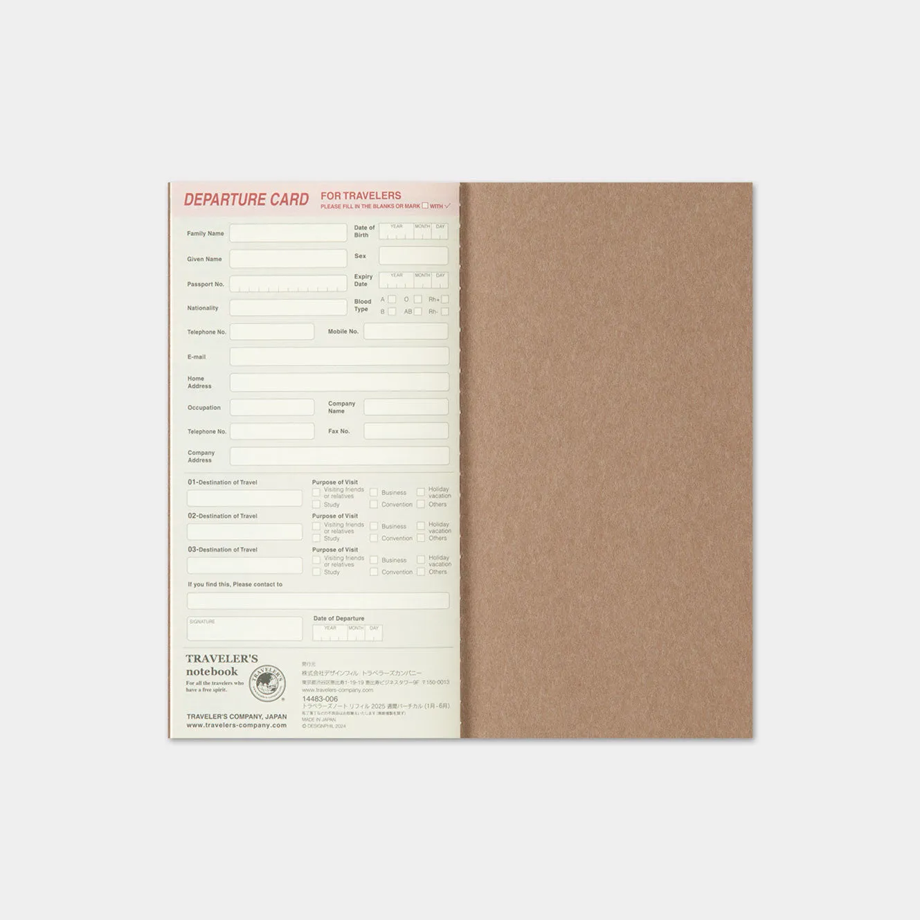 Traveler's Company - 2025 Diary - Insert - Regular - Weekly Vertical