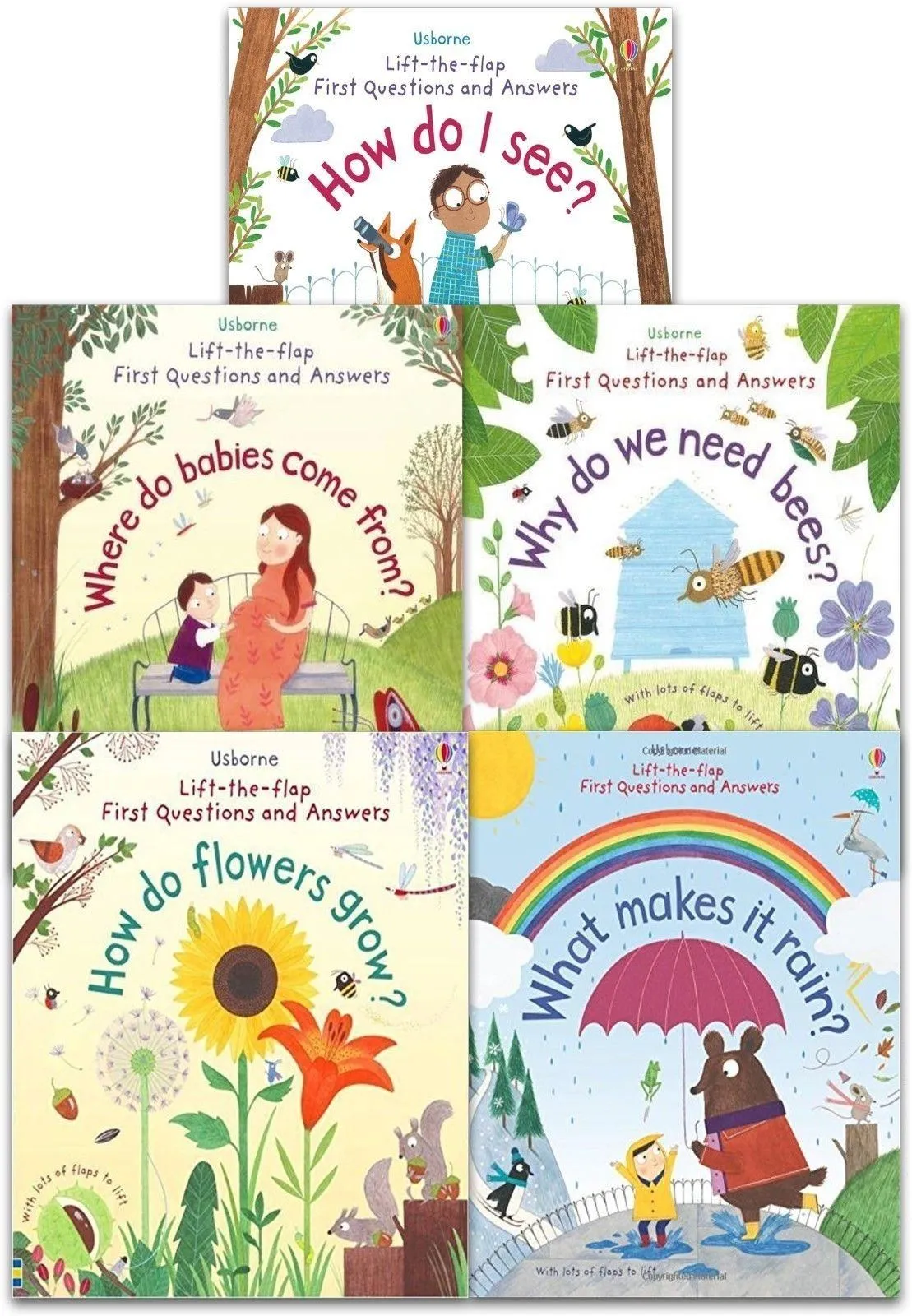 Usborne Lift-the Flap Questions and Answers 5 Books Collection Box Set Series 2 By Katie Daynes - Ages 0-5 - Board Book